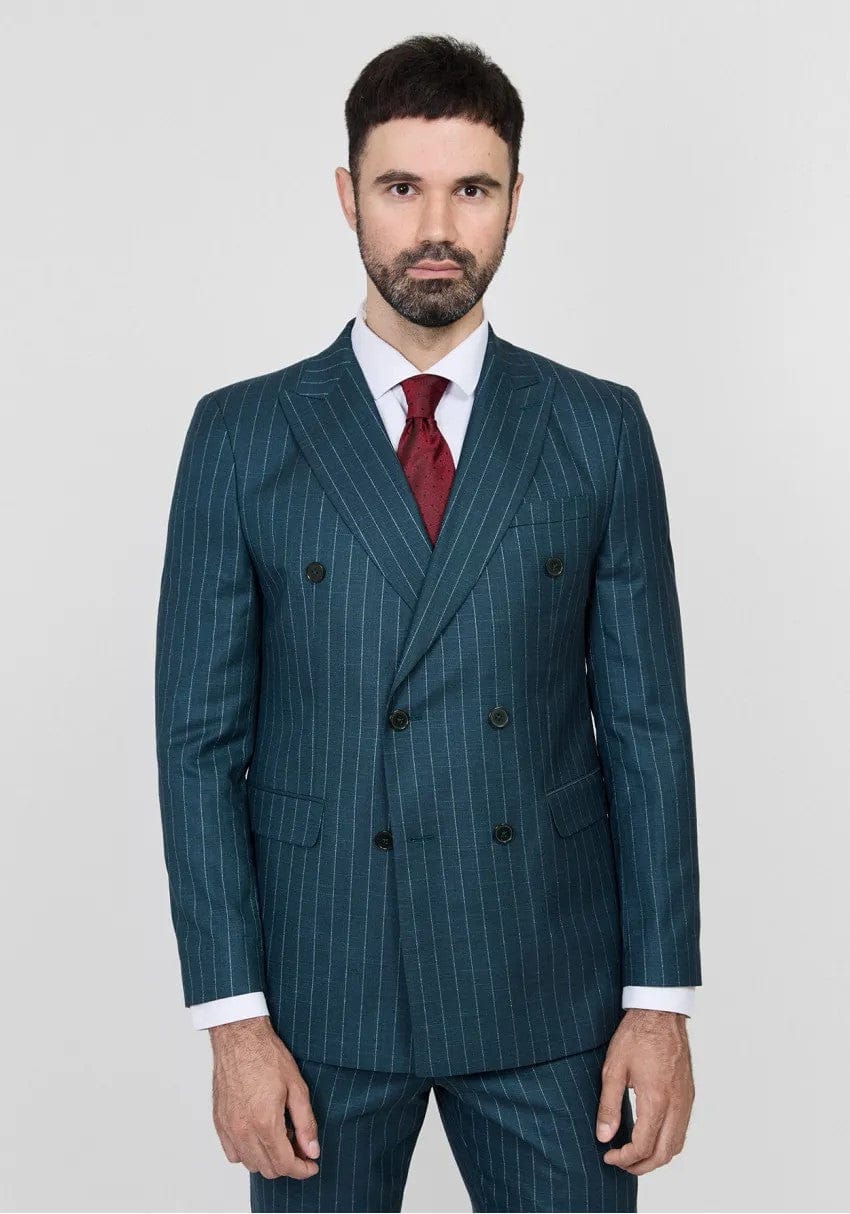 Tiavllya Formal Men's 2 Pieces Mens Suit Notch Lapel Striped Tuxedos (Blazer+Pants)