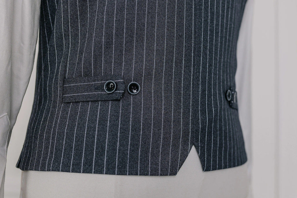 Tiavllya Formal Men's 3 Pieces Mens Suit Peak Lapel Striped Tuxedos (Blazer+Vest+Pants)