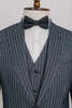 Tiavllya Formal Men's 3 Pieces Mens Suit Peak Lapel Striped Tuxedos (Blazer+Vest+Pants)