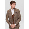 Tiavllya Formal Men's 3 Pieces Suit Plaid Notch Lapel Suit (Blazer+Vest+Pants)
