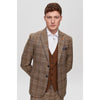 Tiavllya Formal Men's 3 Pieces Suit Plaid Notch Lapel Suit (Blazer+Vest+Pants)
