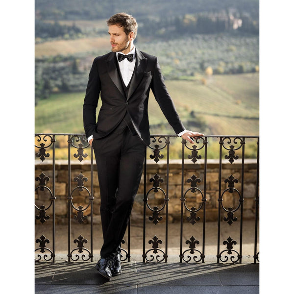 Tiavllya Formal Men's Suits Slim Fit 3 Pieces Peak Lapel Tuxedos (Blazer+Vest+ Pant)