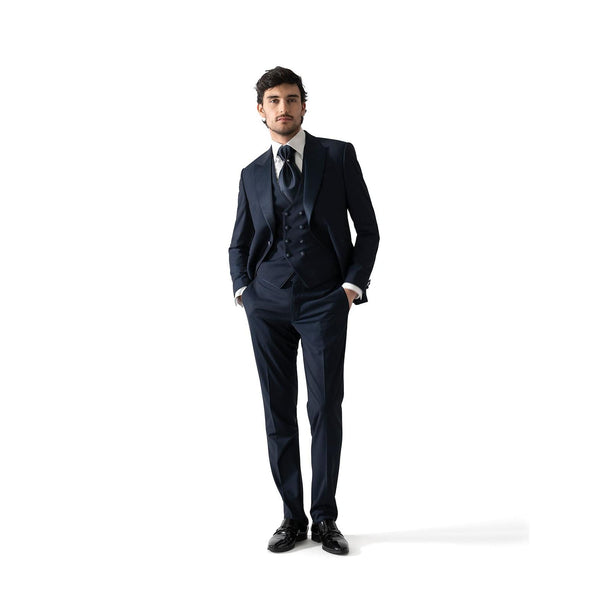 Tiavllya Formal Men's Suits Slim Fit 3 Pieces Peak Lapel Tuxedos (Blazer+Vest+ Pant)