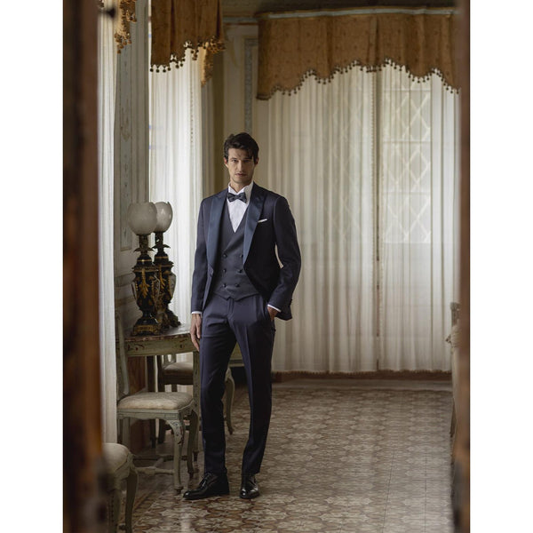 Tiavllya Formal Men's Suits Slim Fit 3 Pieces Peak Lapel Tuxedos (Blazer+Vest+ Pant)