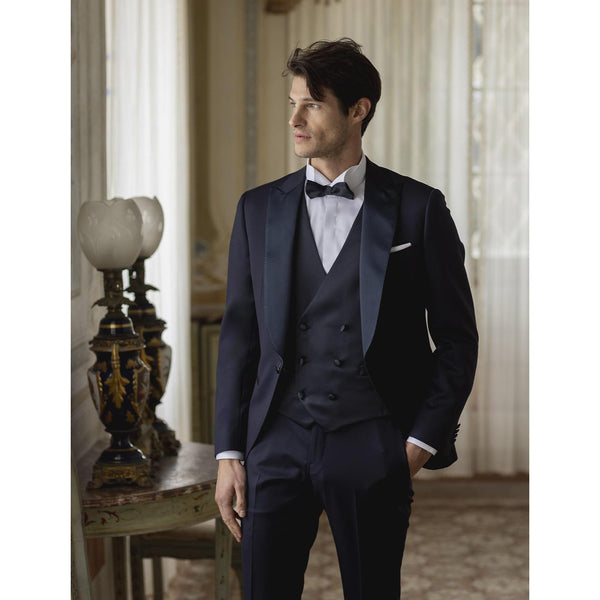 Tiavllya Formal Men's Suits Slim Fit 3 Pieces Peak Lapel Tuxedos (Blazer+Vest+ Pant)
