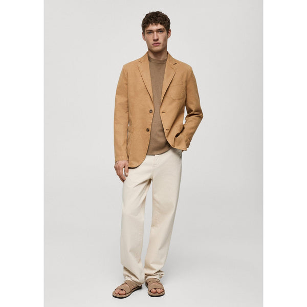 Tiavllya Men's 2 Pieces Mens Blazer Notch Lapel Linen For Wedding