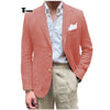 Tiavllya Men's 2 Pieces Mens Blazer Peak Lapel Linen For Wedding