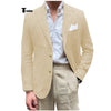 Tiavllya Men's 2 Pieces Mens Blazer Peak Lapel Linen For Wedding