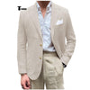 Tiavllya Men's 2 Pieces Mens Blazer Peak Lapel Linen For Wedding
