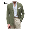 Tiavllya Men's 2 Pieces Mens Blazer Peak Lapel Linen For Wedding
