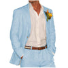 Tiavllya Men's 2 Pieces Mens Suit Notch Lapel Linen For Wedding (Blazer+Pants)
