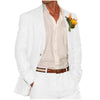 Tiavllya Men's 2 Pieces Mens Suit Notch Lapel Linen For Wedding (Blazer+Pants)