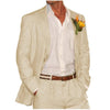 Tiavllya Men's 2 Pieces Mens Suit Notch Lapel Linen For Wedding (Blazer+Pants)