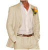 Tiavllya Men's 2 Pieces Mens Suit Notch Lapel Linen For Wedding (Blazer+Pants)
