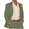Tiavllya Men's 2 Pieces Mens Suit Notch Lapel Linen For Wedding (Blazer+Pants)