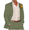 Tiavllya Men's 2 Pieces Mens Suit Notch Lapel Linen For Wedding (Blazer+Pants)