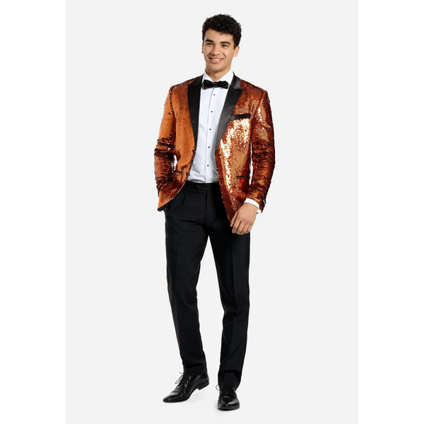 Tiavllya Men's Fashion Gradient Sequined Tuxedo Suit Peak lapel Men's Suit (Blazer + Pants)