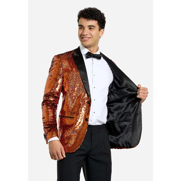 Tiavllya Men's Fashion Gradient Sequined Tuxedo Suit Peak lapel Men's Suit (Blazer + Pants)