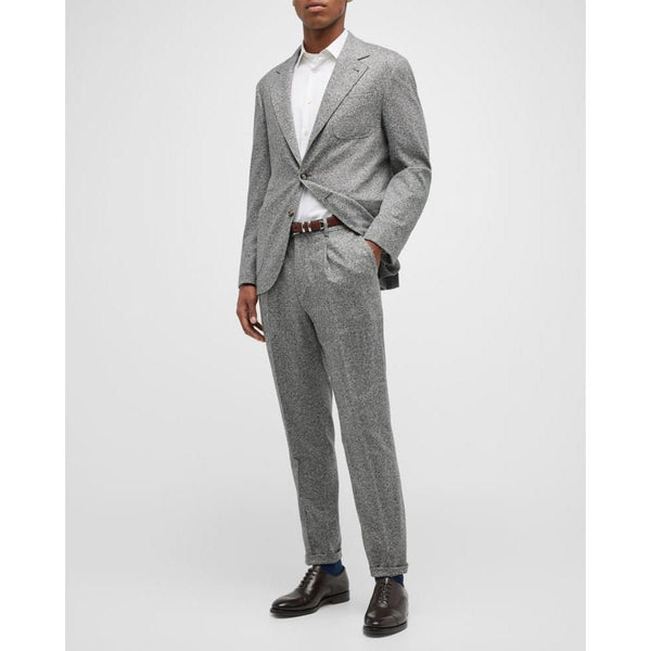 Tiavllya Menseventwear Men's Casual 2 Pieces Mens Suit Classic Tweed Notch Lapel Tuxedos (Blazer+Pants)