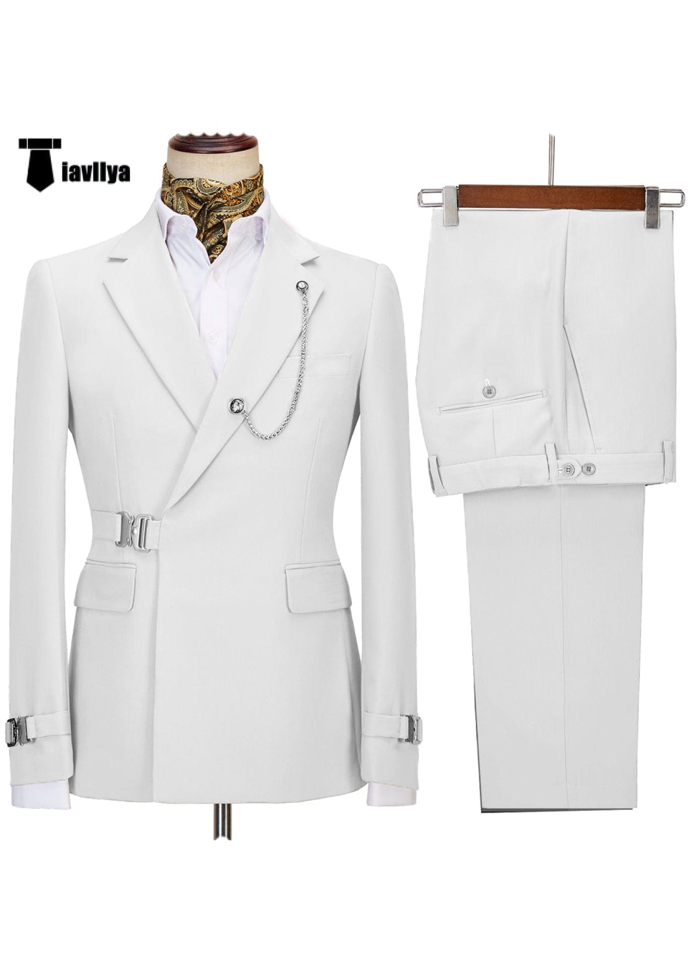 2 Piece Men's Suit with Metal Clasp Slim Fit Suit Stylish Tuxedo