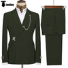 Tiavllya Tiavllya 2 Piece Men's Suit with Metal Clasp Slim Fit Suit Stylish Tuxedo Suit Set (Blazer+Pants)