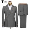 Tiavllya Tiavllya 2 Piece Men's Suit with Metal Clasp Slim Fit Suit Stylish Tuxedo Suit Set (Blazer+Pants)