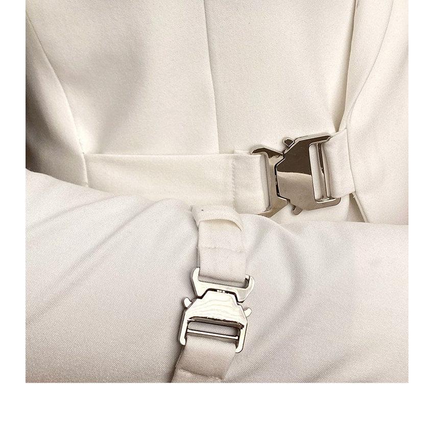 Tiavllya Tiavllya 2 Piece Men's Suit with Metal Clasp Slim Fit Suit Stylish Tuxedo Suit Set (Blazer+Pants)