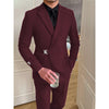 Tiavllya Tiavllya 2 Piece Men's Suit with Metal Clasp Slim Fit Suit Stylish Tuxedo Suit Set (Blazer+Pants)