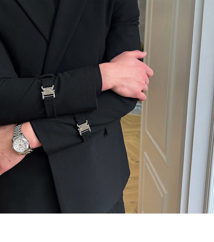 Tiavllya Tiavllya 2 Piece Men's Suit with Metal Clasp Slim Fit Suit Stylish Tuxedo Suit Set (Blazer+Pants)