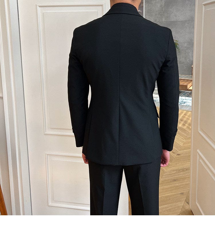 Tiavllya Tiavllya 2 Piece Men's Suit with Metal Clasp Slim Fit Suit Stylish Tuxedo Suit Set (Blazer+Pants)