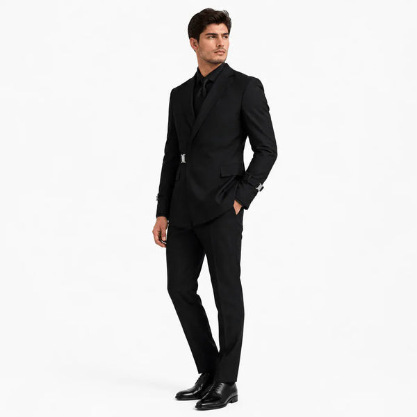 Tiavllya Tiavllya 2 Piece Men's Suit with Metal Clasp Slim Fit Tuxedo Suit (Blazer+Pants)