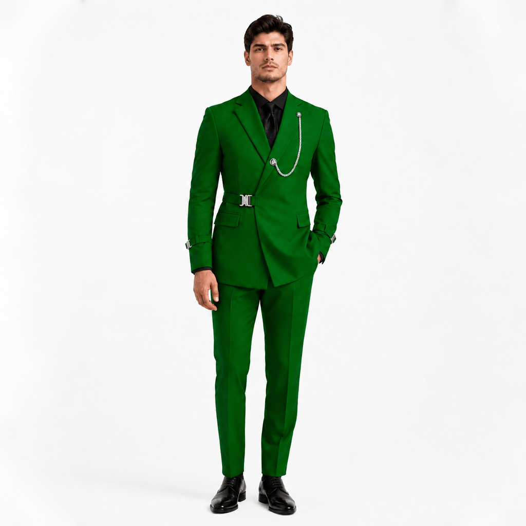 Tiavllya Tiavllya 2 Piece Stylish Suit with Metal Clasp Slim Fit Tuxedo For Men