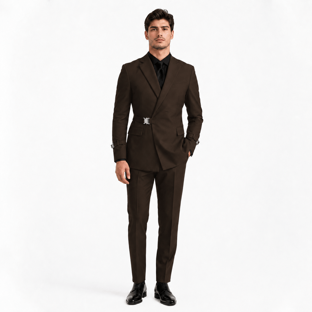 Tiavllya Tiavllya 2 Piece Stylish Suit with Metal Clasp Slim Fit Tuxedo For Men