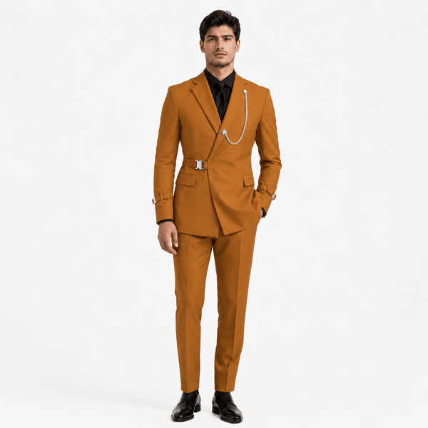 Tiavllya Tiavllya 2 Piece Stylish Suit with Metal Clasp Slim Fit Tuxedo For Men