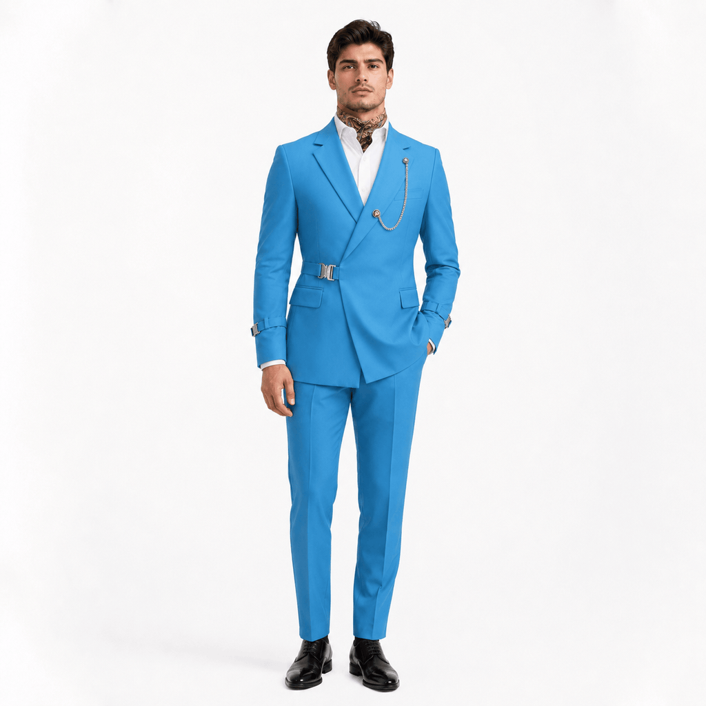 Tiavllya Tiavllya 2 Piece Stylish Suit with Metal Clasp Slim Fit Tuxedo For Men