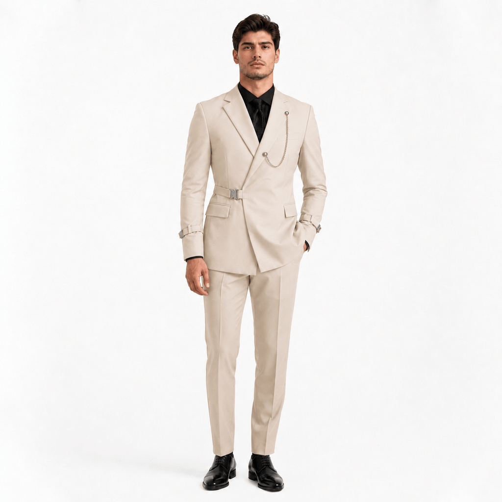 Tiavllya Tiavllya 2 Piece Stylish Suit with Metal Clasp Slim Fit Tuxedo For Men