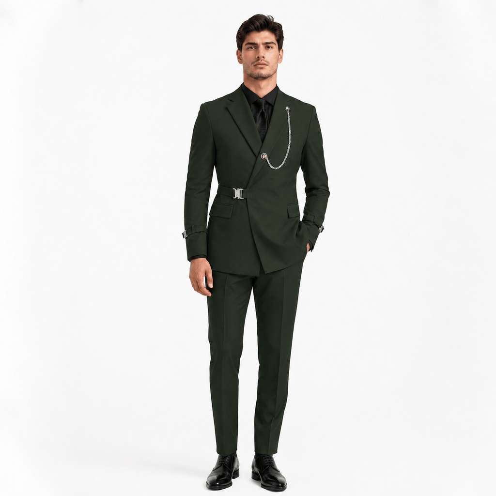 Tiavllya Tiavllya 2 Piece Stylish Suit with Metal Clasp Slim Fit Tuxedo For Men
