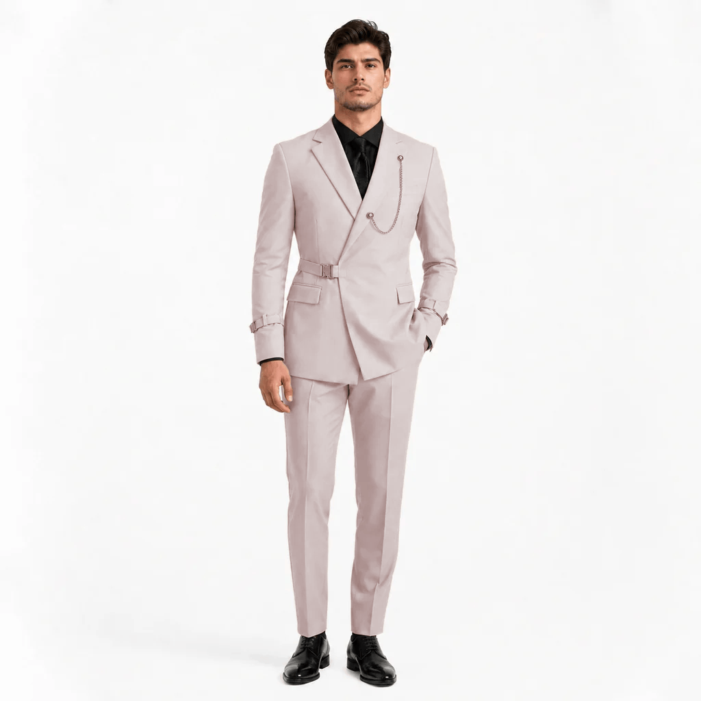 Tiavllya Tiavllya 2 Piece Stylish Suit with Metal Clasp Slim Fit Tuxedo For Men