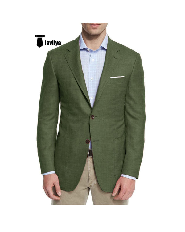 Tiavllya Tiavllya Bussines Men's 2 Pieces Mens Blazer Notch Lapel Linen For Wedding