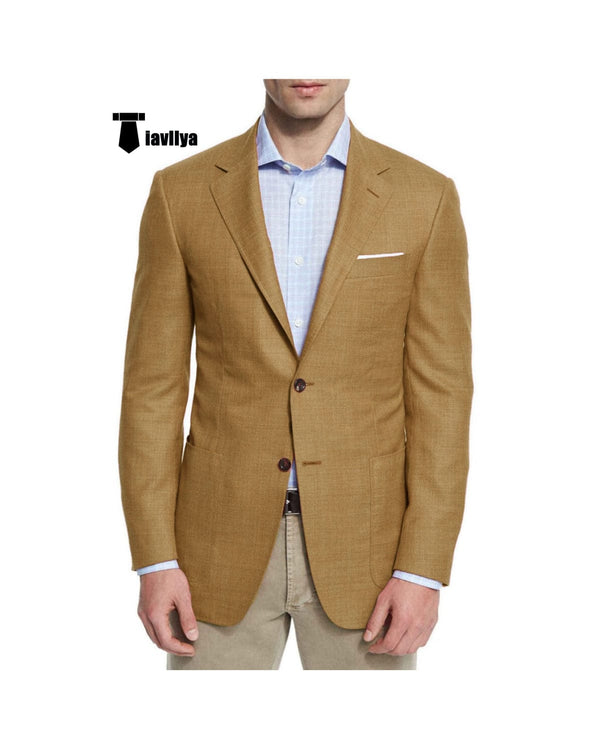 Tiavllya Tiavllya Bussines Men's 2 Pieces Mens Blazer Notch Lapel Linen For Wedding
