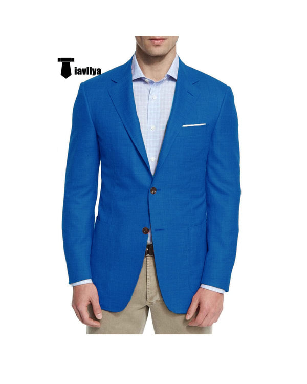 Tiavllya Tiavllya Bussines Men's 2 Pieces Mens Blazer Notch Lapel Linen For Wedding