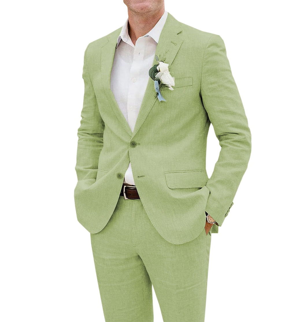 Tiavllya Tiavllya Casual Men's 2 Pieces Suit Notch Lapel Linen For Wedding (Blazer+Pants)