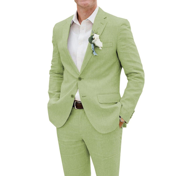 Tiavllya Tiavllya Casual Men's 2 Pieces Suit Notch Lapel Linen For Wedding (Blazer+Pants)