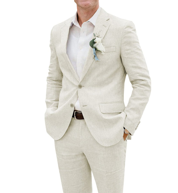 Tiavllya Tiavllya Casual Men's 2 Pieces Suit Notch Lapel Linen For Wedding (Blazer+Pants)