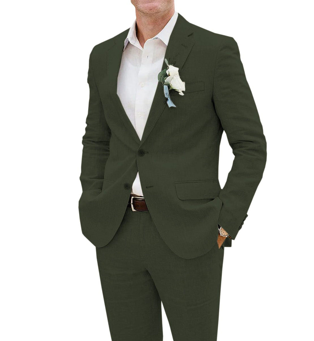 Tiavllya Tiavllya Casual Men's 2 Pieces Suit Notch Lapel Linen For Wedding (Blazer+Pants)
