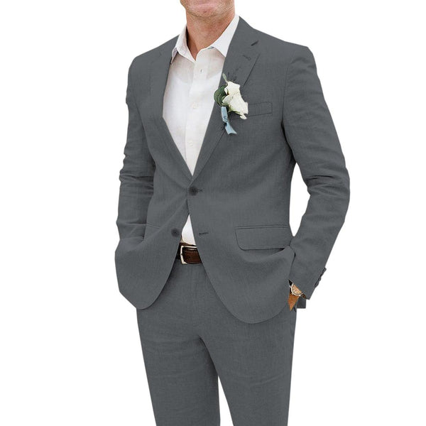 Tiavllya Tiavllya Casual Men's 2 Pieces Suit Notch Lapel Linen For Wedding (Blazer+Pants)