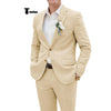 Tiavllya Tiavllya Casual Men's 2 Pieces Suit Notch Lapel Linen For Wedding (Blazer+Pants)