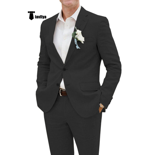 Tiavllya Tiavllya Casual Men's 2 Pieces Suit Notch Lapel Linen For Wedding (Blazer+Pants)