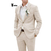 Tiavllya Tiavllya Casual Men's 2 Pieces Suit Notch Lapel Linen For Wedding (Blazer+Pants)