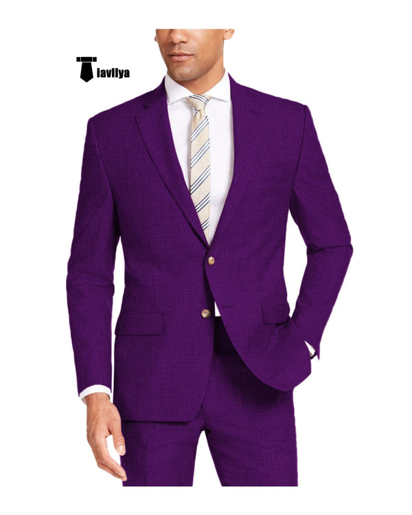 Tiavllya Tiavllya Casual Men's 2 Pieces Suit Notch Lapel Linen For Wedding (Blazer+Pants)